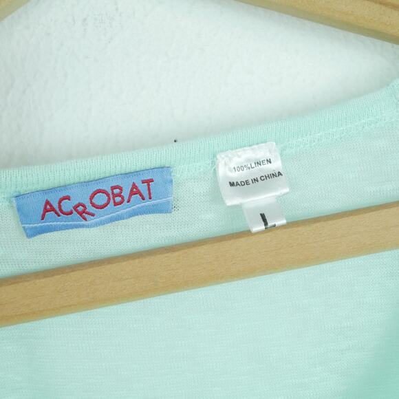 Acrobat Large Top 100% Linen Sleeveless Pocket Tee Tunic Minimal Beachy Sheer - Picture 2 of 9